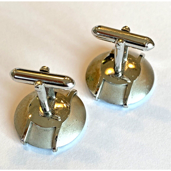 Vintage Swank Cufflinks Silvertone Frosted Finish Round Classic Mens Mid Century - Picture 3 of 6